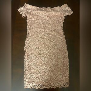 Pink Floral Lace Bodycon Dress